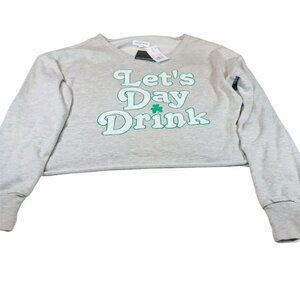 Grayson Threads Womens Size Large Sweatshirt Cropped Lets Day Drink Gray New